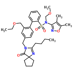 4'-[(2-Butyl-4-oxo-1,3-diazaspiro[4.4]non-1-en-3-yl)methyl]-N-(4,5-dimethyl-1,2-oxazol-3-yl)-2'-(ethoxymethyl)-N-(methoxymethyl)-2-biphenylsulfonamide结构式
