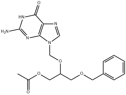 6H-Purin-6-one, 9-[[1-[(acetyloxy)Methyl]-2-(phenylMethoxy)ethoxy]Methyl]-2-aMino-1,9-dihydro-结构式