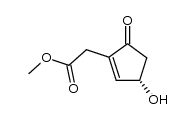 (-)-3β-hydroxy-1β-methoxycarbonylmethylcyclopent-1-en-5-one结构式