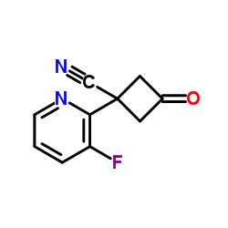 1-(3-fluoropyridin-2-yl)-3-oxocyclobutane-1-carbonitrile structure