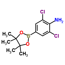 2,6-Dichloro-4-(4,4,5,5-tetramethyl-1,3,2-dioxaborolan-2-yl)aniline结构式