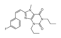 8-[(E)-2-(3-fluorophenyl)ethenyl]-7-methyl-1,3-dipropylpurine-2,6-dione Structure