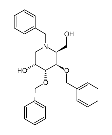 N-benzyl-3,4-di-O-benzyl-1,5-dideoxy-1,5-imino-L-gulitol结构式