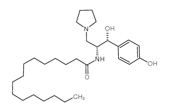 Hexadecanamide, N-[(1R,2R)-2-hydroxy-2-(4-hydroxyphenyl)-1-(1-pyrrolidinylmethyl)ethyl]- Structure