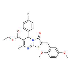 ethyl (Z)-2-(2,5-dimethoxybenzylidene)-5-(4-fluorophenyl)-7-methyl-3-oxo-2,3-dihydro-5H-thiazolo[3,2-a]pyrimidine-6-carboxylate structure