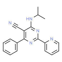 4-(Isopropylamino)-6-phenyl-2-(2-pyridinyl)-5-pyrimidinecarbonitrile结构式