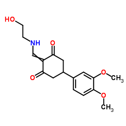 5-(3,4-Dimethoxyphenyl)-2-{[(2-hydroxyethyl)amino]methylene}-1,3-cyclohexanedione Structure