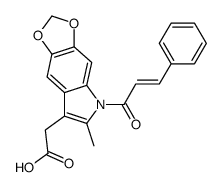 6-Methyl-5-(1-oxo-3-phenyl-2-propenyl)-5H-1,3-dioxolo[4,5-f]indole-7-acetic acid structure