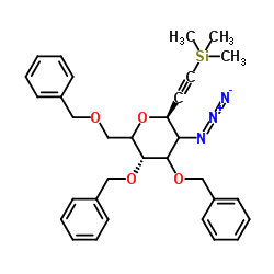 (1S)-1,5-Anhydro-2-azido-3,4,6-tri-O-benzyl-2-deoxy-1-[(trimethylsilyl)ethynyl]-D-glycero-hexitol结构式