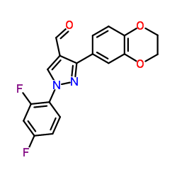 1-(2,4-DIFLUOROPHENYL)-3-(2,3-DIHYDROBENZO[B][1,4]DIOXIN-6-YL)-1H-PYRAZOLE-4-CARBALDEHYDE structure