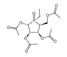 Acetic acid (1S,2R,3R,4S,5S)-3,4-diacetoxy-5-acetoxymethyl-1-ethyl-1-oxo-1λ5-phospholan-2-yl ester Structure