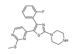 4-[4-(2-fluorophenyl)-2-piperazin-1-yl-thiazol-5-yl]-2-methylsulfanylpyrimidine结构式