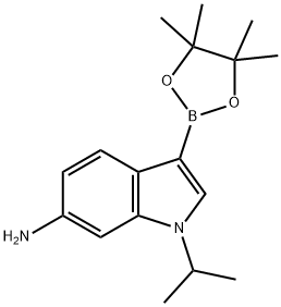 1-异丙基-3-(4,4,5,5-四甲基-1,3,2-二氧硼杂环戊烷-2-基)-1H-吲哚-6-胺结构式