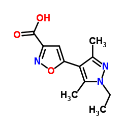 5-(1-Ethyl-3,5-dimethyl-1H-pyrazol-4-yl)-1,2-oxazole-3-carboxylic acid Structure