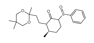 (3R)-3-methyl-6-(phenylsulfinyl)-2-(2-(2,5,5-trimethyl-1,3-dioxan-2-yl)ethyl)cyclohexanone结构式