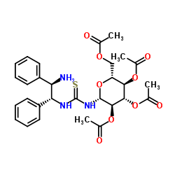 N-[(1R,2R)-2-氨基-1,2-二苯基乙基]-N'-(2,3,4,6-四-氧-乙酰基-β-D-吡喃葡萄糖基)硫脲结构式