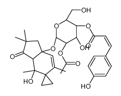 [(2R,3S,4S,5R,6S)-5-acetyloxy-4-hydroxy-2-(hydroxymethyl)-6-(7-hydroxy-2,2,5,7-tetramethyl-1-oxospiro[3,7a-dihydroindene-6,1'-cyclopropane]-3a-yl)oxyoxan-3-yl] (Z)-3-(4-hydroxyphenyl)prop-2-enoate结构式