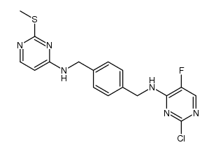 2-chloro-5-fluoro-N-(4-((2-(methylthio)pyrimidin-4-ylamino)methyl)benzyl)pyrimidin-4-amine Structure