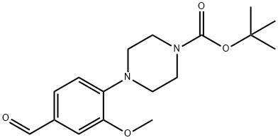 叔-丁基 4-(4-甲酰基-2-甲氧苯基)哌嗪-1-甲酸基酯结构式