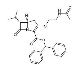 (5R,6R)-benzhydryl 3-[(2-acetamidoethyl)thio]-6-isopropyl-7-oxo-1-azabicyclo[3.2.0]hept-2-ene-2-carboxylate结构式