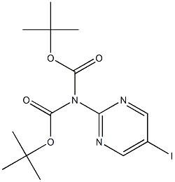 N,N-Di-(tert-butoxycarbonyl)-5-iodopyrimidin-2-amine结构式