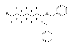 (2,2,3,3,4,4,5,5,6,6,7,7-dodecafluoroheptane-1,1-diyl)bis(benzylsulfane) Structure