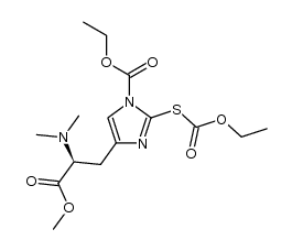 1-(Ethoxycarbonyl)-2-[(ethoxycarbonyl)thio]-N,N-dimethyl-L-histidine Methyl Ester结构式