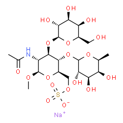 methyl O-galactopyranosyl-1-3-O-(fucopyranosyl-1-4)-2-acetamido-2-deoxy-6-O-sulfoglucopyranoside结构式