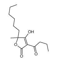 3-Butyryl-5-hexyl-4-hydroxy-5-methyl-2(5H)-furanone结构式