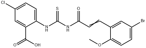 2-[[[[3-(5-bromo-2-methoxyphenyl)-1-oxo-2-propenyl]amino]thioxomethyl]amino]-5-chloro-benzoic acid结构式