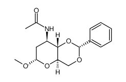 Methyl 3-acetamido-4,6-O-benzylidene-2,3-dideoxy-α-D-arabino-hexopyranoside结构式