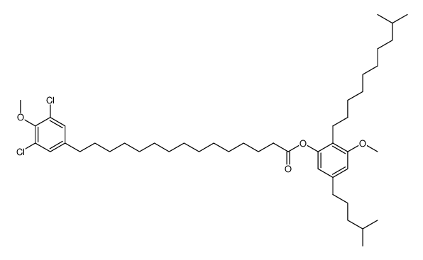 15-(3,5-Dichloro-4-methoxyphenyl)pentadecanoic acid 3-methoxy-2-(9-methyldecyl)-5-(4-methylpentyl)phenyl ester结构式