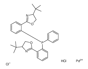 bis[2-(4-tert-butyl-4,5-dihydro-1,3-oxazol-2-yl)phenyl]-phenylphosphanium,dichloropalladium Structure