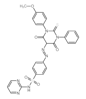 4-[[1-(4-methoxyphenyl)-4,6-dioxo-3-phenyl-2-sulfanylidene-1,3-diazinan-5-yl]diazenyl]-N-pyrimidin-2-yl-benzenesulfonamide Structure