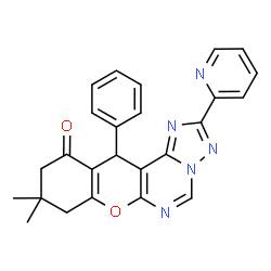9,9-dimethyl-12-phenyl-2-(pyridin-2-yl)-8,9,10,12-tetrahydro-11H-chromeno[3,2-e][1,2,4]triazolo[1,5-c]pyrimidin-11-one结构式