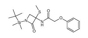 (3RS)-1-t-Butyldimethylsilyl-3-methylthio-3-phenoxyacetamido-azetidin-2-one结构式
