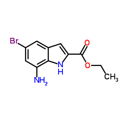Ethyl 7-amino-5-bromo-1H-indole-2-carboxylate结构式