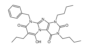 Pyrimido[2,1-f]purine-2,4,8(1H,3H,9H)-trione,1,3-dibutyl-6-hydroxy-9-(phenylmethyl)-7-propyl- Structure