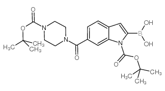 [1-[(2-methylpropan-2-yl)oxycarbonyl]-6-[4-[(2-methylpropan-2-yl)oxycarbonyl]piperazine-1-carbonyl]indol-2-yl]boronic acid Structure