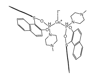 [CuI(1-(dinaphtho[2,1-d:1',2'-g][1,3,6,2]dioxathiaphosphocin-4-yl)-4-methylpiperazine)2]结构式