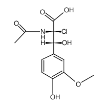 (2RS,3RS)-2-acetylamino-2-chloro-3-hydroxy-3-(4-hydroxy-3-methoxy-phenyl)-propionic acid Structure