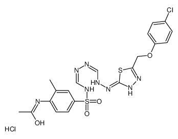 N-[4-[(E)-[2-[(E)-[[5-[(4-chlorophenoxy)methyl]-1,3,4-thiadiazol-2-yl]hydrazinylidene]methyl]hydrazinyl]methylideneamino]sulfonyl-2-methylphenyl]acetamide,hydrochloride结构式