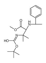 (S)-3-((叔丁氧基羰基)氨基)-3-甲基-2-(((S)-1-苯乙基)氨基)丁酸甲酯结构式