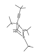 1,2,3,4-tetra-tert-butyl-4-(3,3-dimethylbutynyl)-1,3-diazonia-2,4-diboratacyclobutene结构式