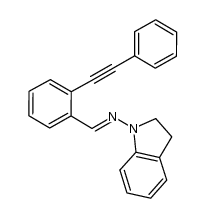 N-[2-(phenylethynyl)benzylidene]indolin-1-amine Structure