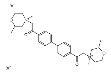 4,4'-Bis((2-methyl-2,3,5,6-tetrahydro-1,4-oxazin-4-yl)acetyl)biphenyl dimethiobromide structure