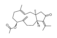 7(R*)-acetoxy-13-keto-(1S*,11R*)-dolabella-3(E),8(17),12(18)-triene结构式