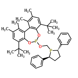 6-{[(2S,5S)-2,5-Diphenyl-1-phospholanyl]methoxy}-1,2,10,11-tetramethyl-4,8-bis(2-methyl-2-propanyl)dibenzo[d,f][1,3,2]dioxaphosphepine structure