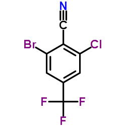 2-Bromo-6-chloro-4-(trifluoromethyl)benzonitrile结构式