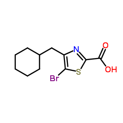 5-Bromo-4-(cyclohexylmethyl)-1,3-thiazole-2-carboxylic acid结构式